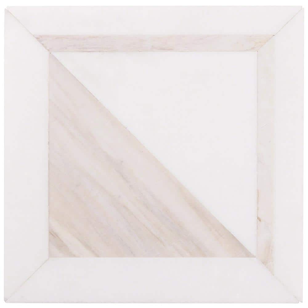 Beige and Cream 8.5" Porcelain Mosaic Tile with Marble Look