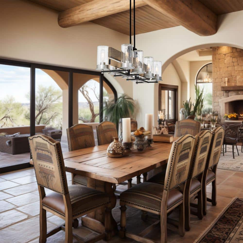 Silver Creek 8-Light Brushed Nickel and Glass Island Chandelier