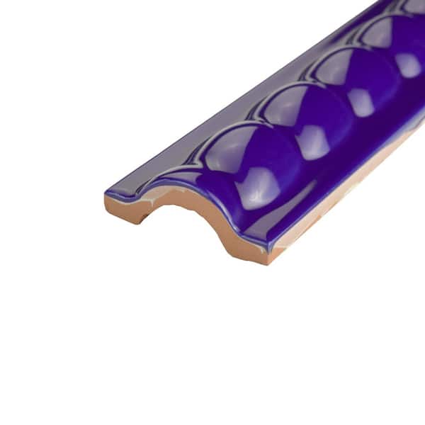 Trenza Grand Moldura Cobalto 2 in. x 7-7/8 in. Glossy Ceramic Wall Tile Trim