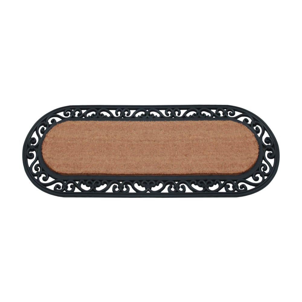 A1 Home Collections A1hc Paisley Black 18 in x 48 in Rubber and Coir Thick Non-Slip Backing Durable Doormat for Outdoor Entrance