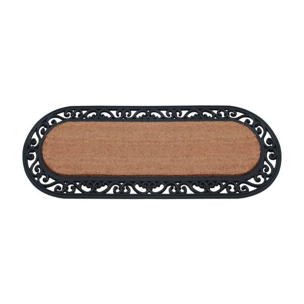 A1 Home Collections A1HC Paisley Black 18 in x 48 in Rubber and Coir Thick Non-Slip Backing Durable Doormat for Outdoor Entrance