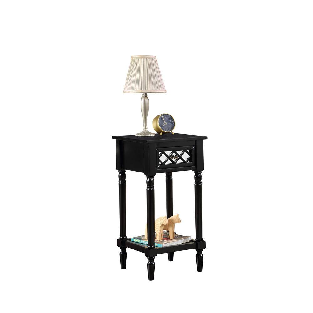 French Country Khloe Deluxe Black Wood and Metal 1-Drawer Accent Table