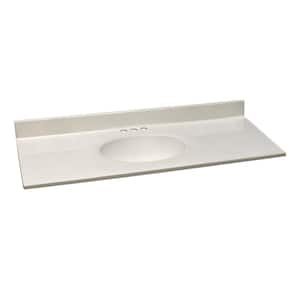49 in. W x 19 in. D Cultured Marble Vanity Top with White on White Bowl