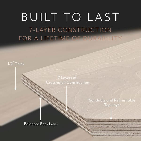 ASPEN FLOORING Silver Cloud Hickory 1/2 in. T x 7.5 in. W Engineered Hardwood Flooring (31.09 sqft/case)