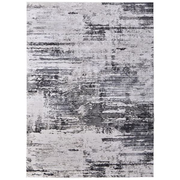 HomeRoots 10 x 13 Gray, Ivory, Taupe Abstract Area Rug