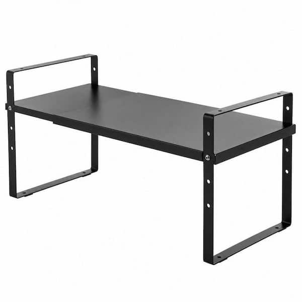 Black Adjustable Height Expandable Stackable Cabinet Pantry Shelf Organizer Rack