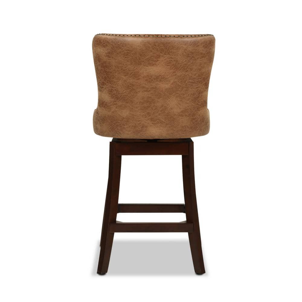 Holmes 360 Swivel High-Back Counter-Height Barstool in Tan Faux Leather
