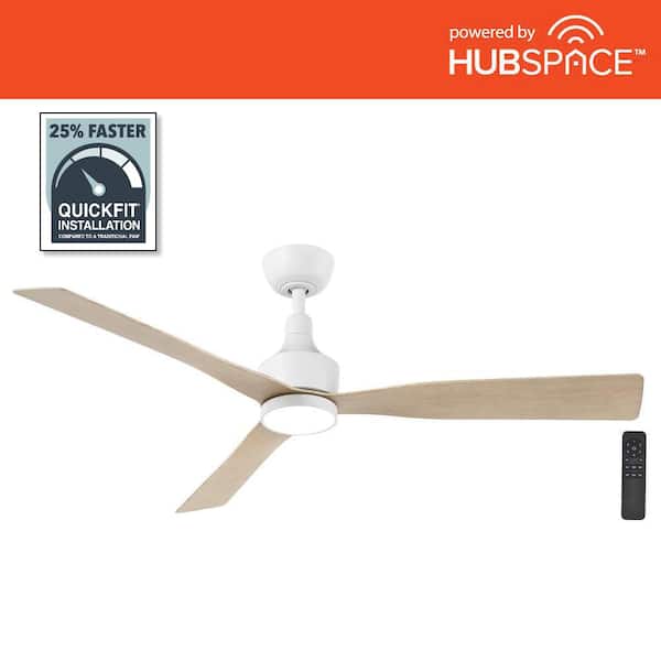 Home Decorators Collection Ryland 52 in. Smart Indoor/Outdoor Matte White Ceiling Fan with Adjustable White LED with Remote Powered by Hubspace