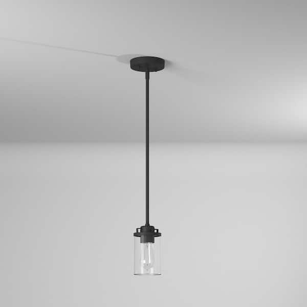 Jedrek 60-Watt 1-Light Black Industrial Mini Pendant Light with Clear Glass Shade and No Bulbs Included