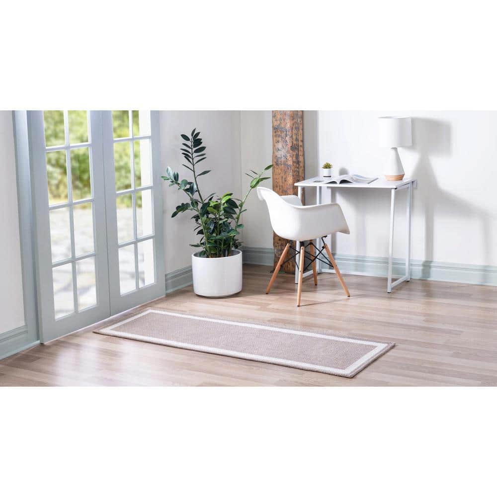 Decatur Taupe Trellis Runner Rug 2'2" x 6'0" with Easy Care Features