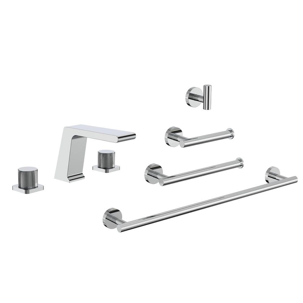 Velmora Waterfall 8 in. Widespread Double Handle Bathroom Sink Faucet and Towel Rack Set in Chrome Drain Not Included price history on PriceWatchPro