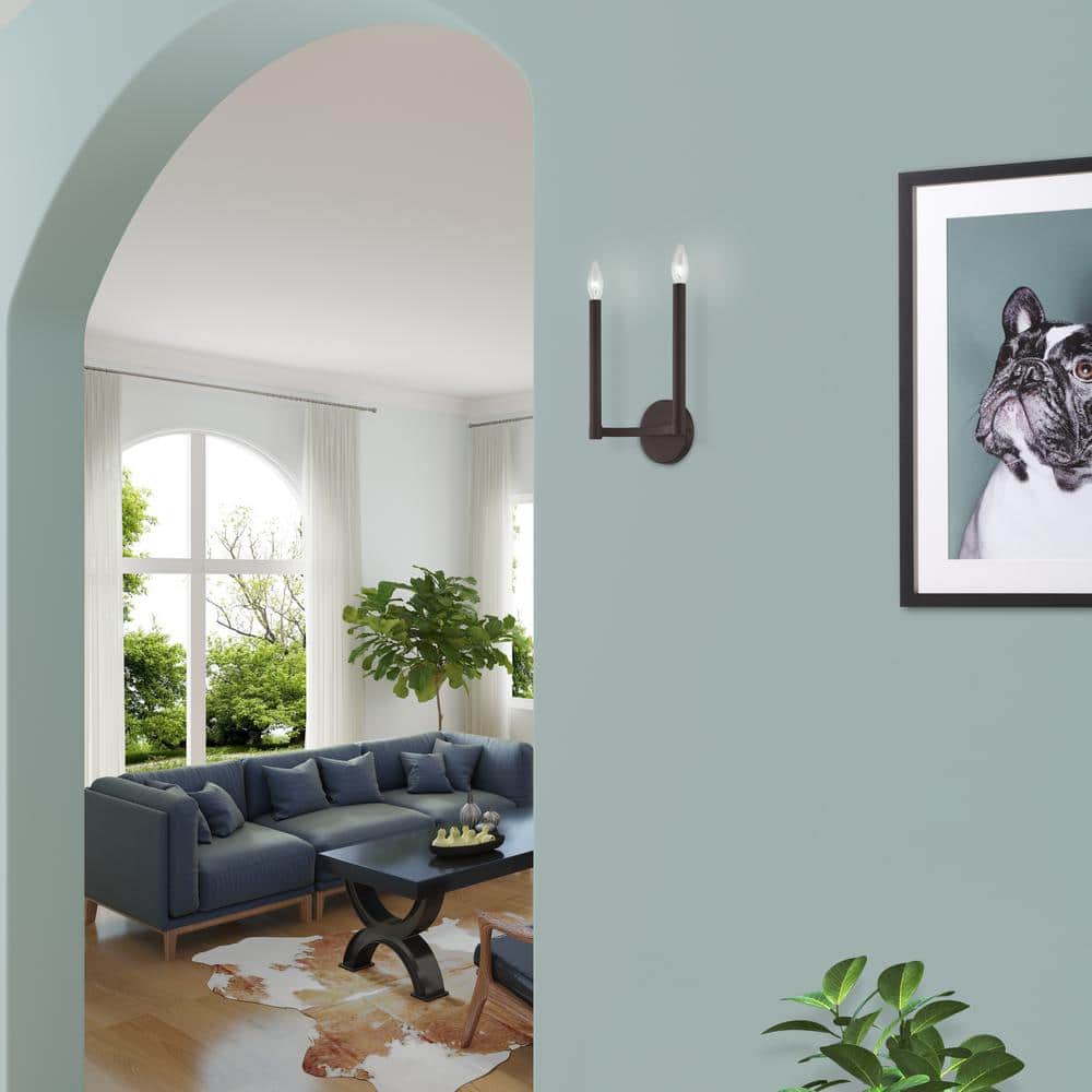 Bronze Double Candle 2-Light Wall Sconce