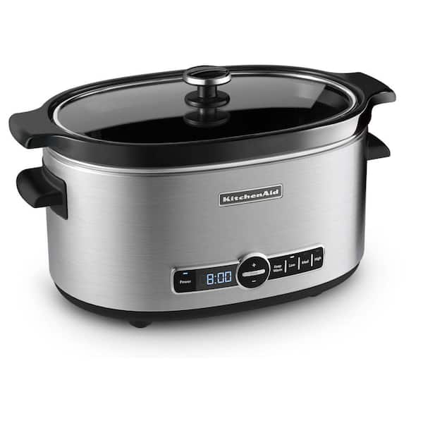 KitchenAid 6 Qt. Programmable Stainless Steel Slow Cooker with Built-In Timer Temperature Settings - The Home Depot