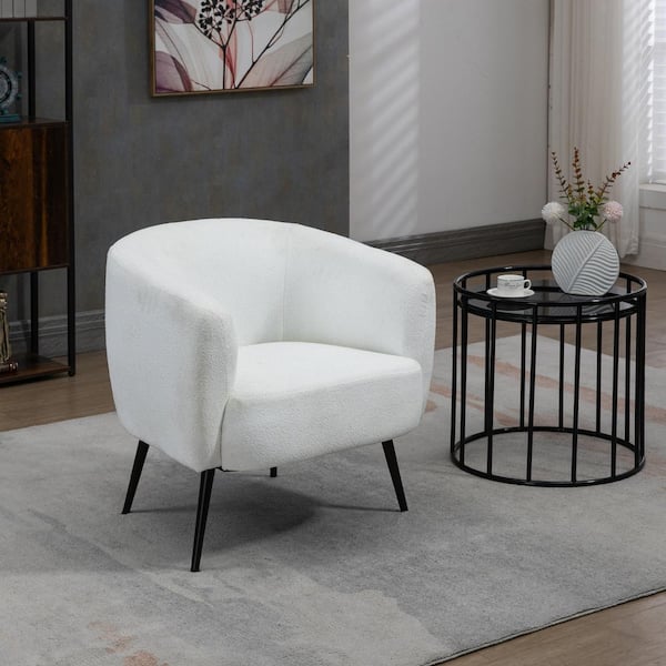 HOMCOM Cream White Arm Chair