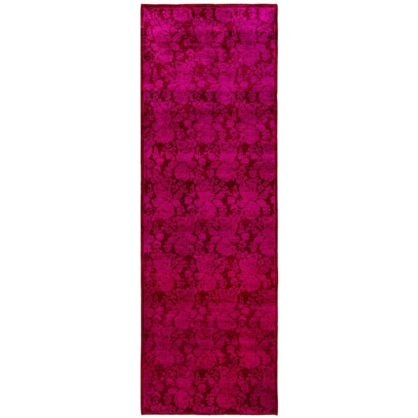 Overdyed Pink 3 ft. x 8 ft. Solid Wool Indoor Runner Rug