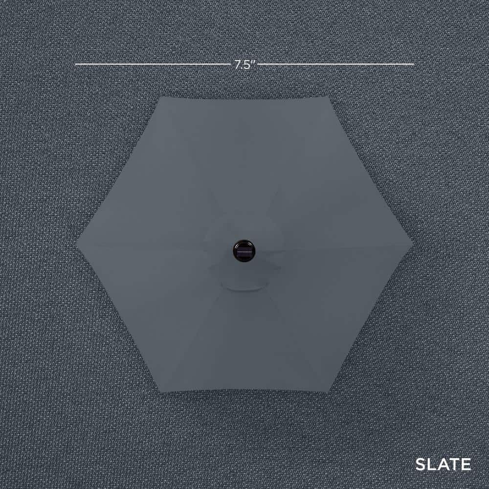 Slate 7.5ft Outdoor Solar Patio Umbrella with LED Lights and Steel Frame