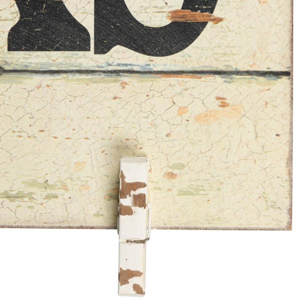 Rustic White Wood Lost Socks Wall Decor with Clothespins