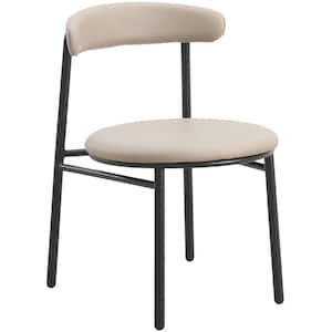 Lume Series Modern Dining Chair Upholstered in Polyester with Powder Coated Steel Legs in Dark Toupe