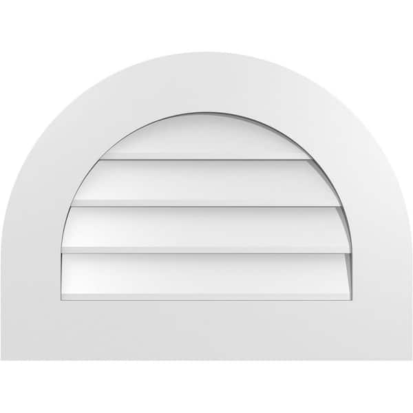 Ekena Millwork 24 in. x 18 in. Round Top White PVC Paintable Gable Louver Vent Non-Functional