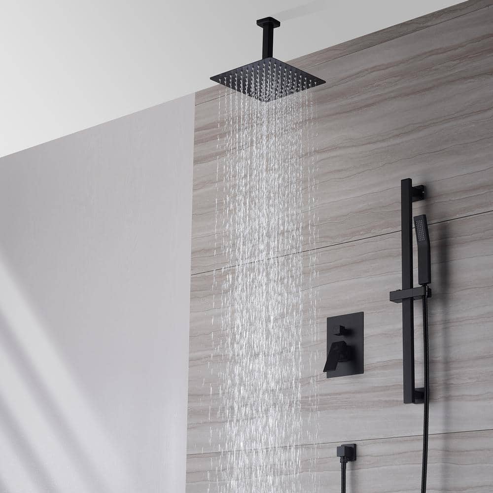 Matte Black Dual Shower Head System with Adjustable Hand Shower
