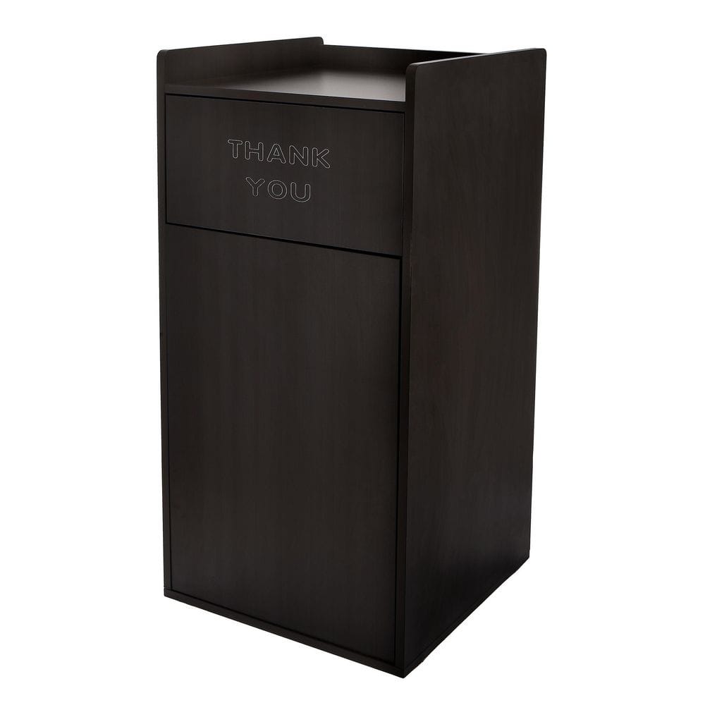 Alpine Industries 40 gal. Black Wood Tray Top Waste Enclosure Commercial Trash Can Receptacle -  476-BLK