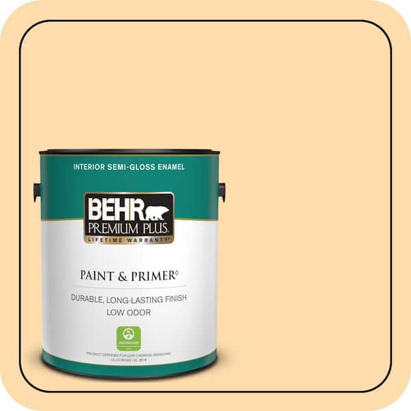 BEHR PREMIUM PLUS 1 gal. #P240-2 Peach Glow Semi-Gloss Enamel Low Odor Interior Paint & Primer
