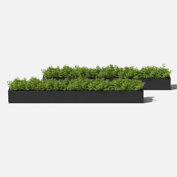 Geo Series Trough 32 in. Black Plastic Planter (2-Pack)