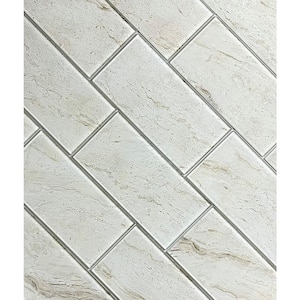Tuscan Design Crema Marfil Subway 4 in. x 8 in. GlossyMarble Look Glass Wall Tile (2.22 sq. ft./Case)