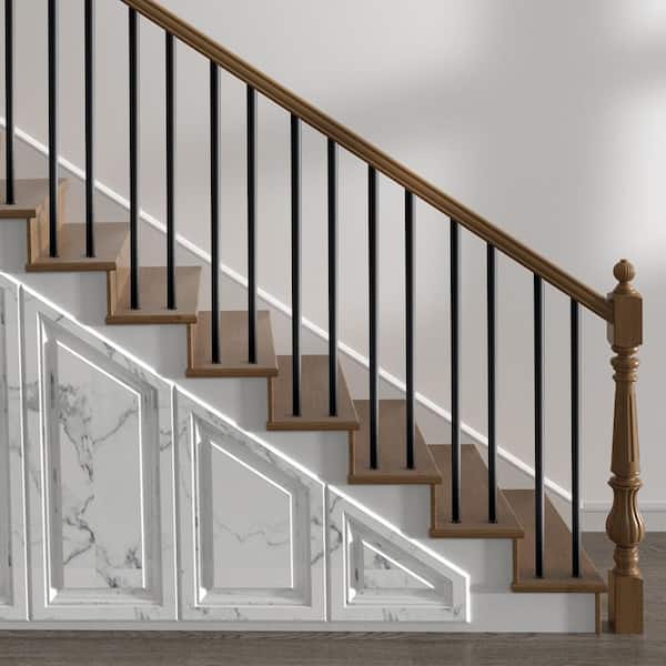Staircase Balusters 51-Pack, 36 in. Aluminum Stair Balusters, 3/4 in. Water-Proof Round Metal Spindle Railing, Black