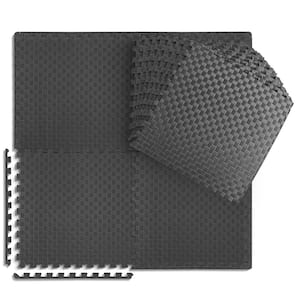 Black 24 in. W x 24 in. L x 0.5 in. T EVA Foam Tatami Pattern Gym Flooring Mat (18 Tiles/Pack) (72 sq. ft.)