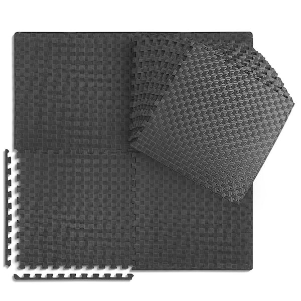 CAP Black 24 in. W x 24 in. L x 0.5 in. T EVA Foam Tatami Pattern Gym Flooring Mat (18 Tiles/Pack) (72 sq. ft.)