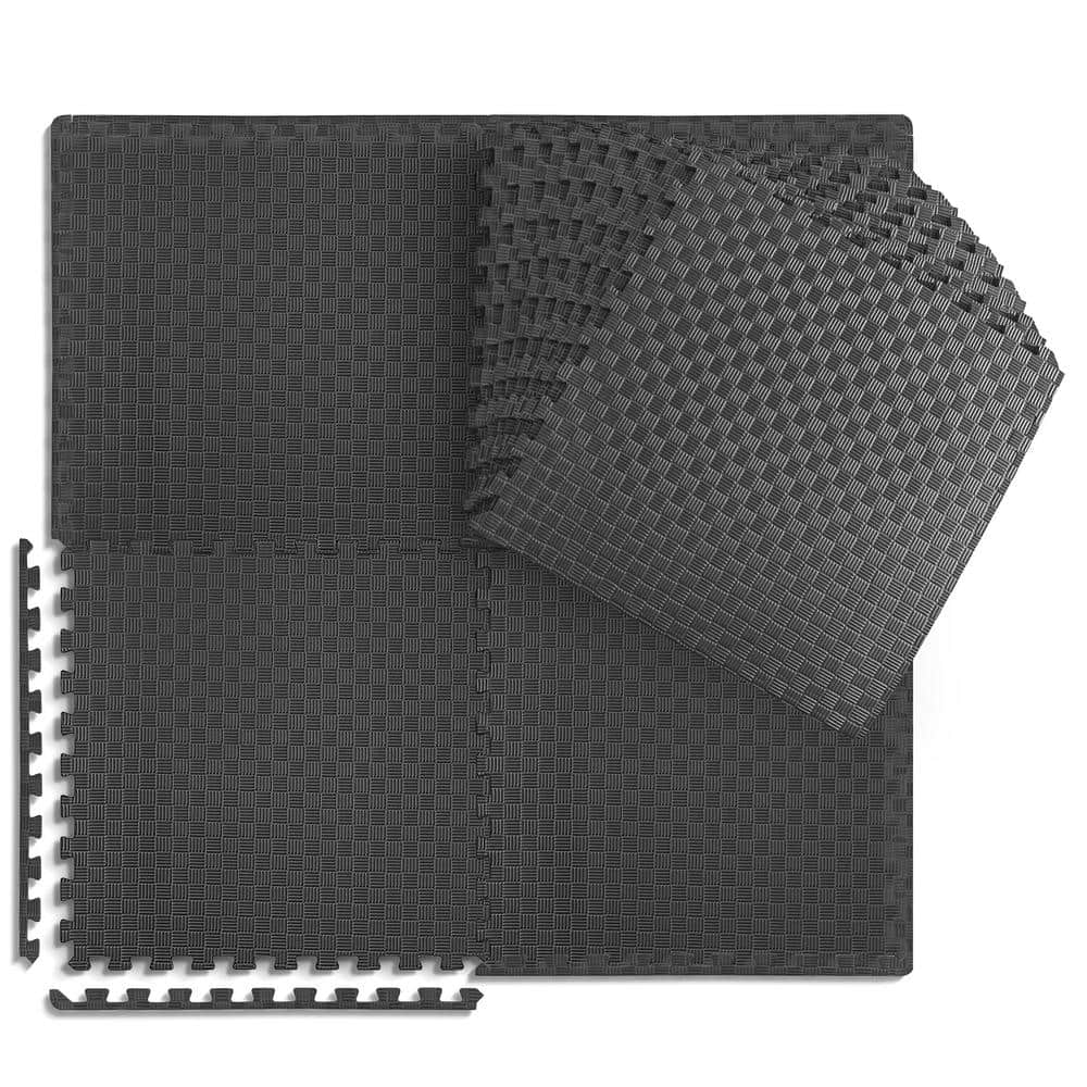 Black 24 in. W x 24 in. L x 0.5 in. T EVA Foam Tatami Pattern Gym Flooring Mat (18 Tiles/Pack) (72 sq. ft.) price history on PriceWatchPro