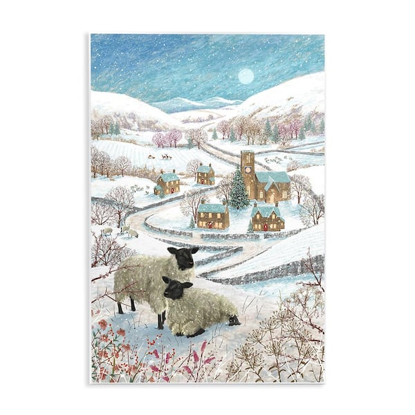 Stupell Industries Sheep on Wintery Hill by Pip Wilson 1-Piece Unframed Graphic Print Animal Poster Art Print 15 in. x 10 in.