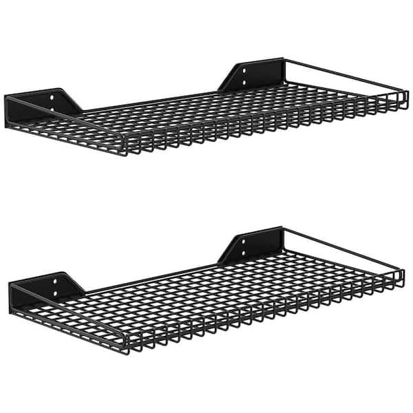 NVNOO 23.5 in. x 12 in. Metal Wall Mounted Storage Shelves for Garage Closet Laundry Room, Black (2-Pack)