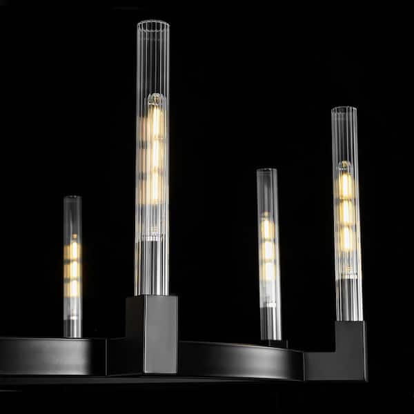 Rennnsan Lydia Black 8-Light Circular Cross Frame Chandelier