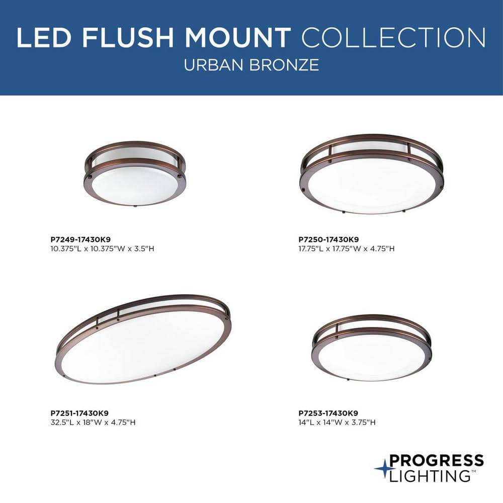 Urban Bronze 20'' LED Flush Mount Ceiling Light with White Acrylic Diffuser