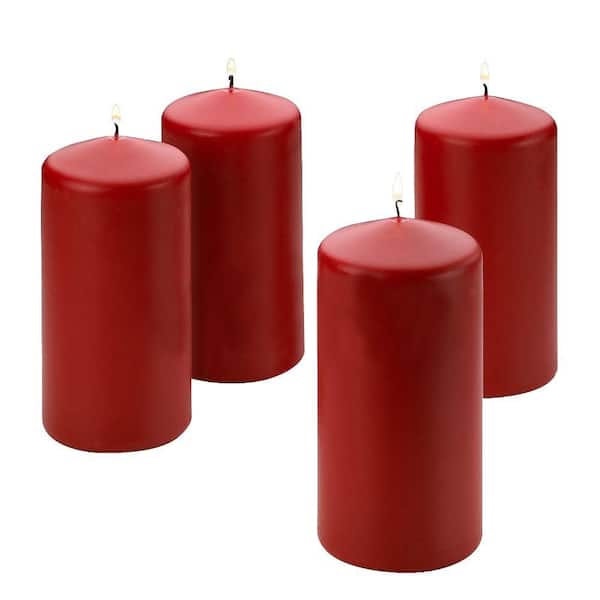 Light In The Dark 3 in. x 6 in. Unscented Red Pillar Candle (4-Count)