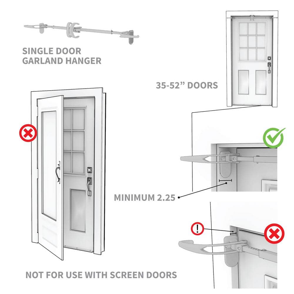 Adjustable White Metal Single Door Garland Hanger