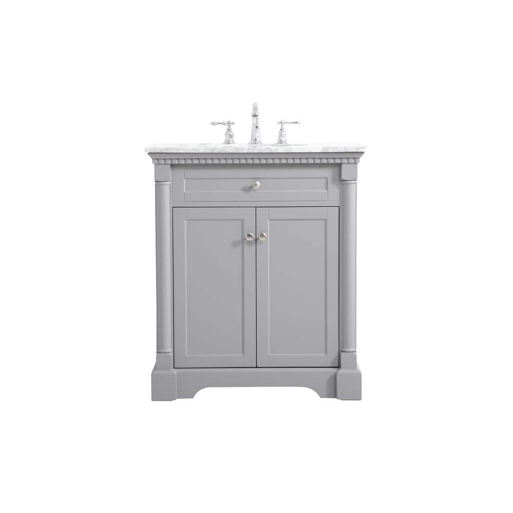 Clarence 30" Gray Marble Top Single Bathroom Vanity