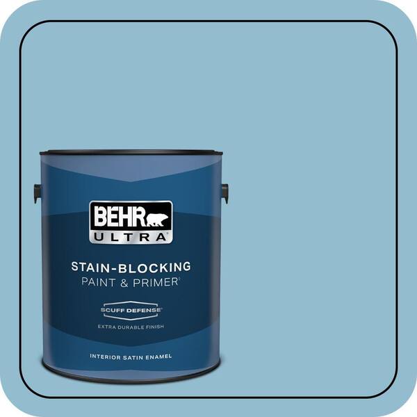 BEHR ULTRA 1 gal. #S490-3 Reef Blue Extra Durable Satin Enamel Interior Paint & Primer