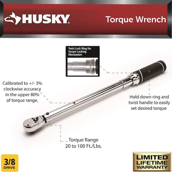3/8" inch Drive Ratchet Torque Wrench Range 5-80 ft lbs Garage Workshop Tool 