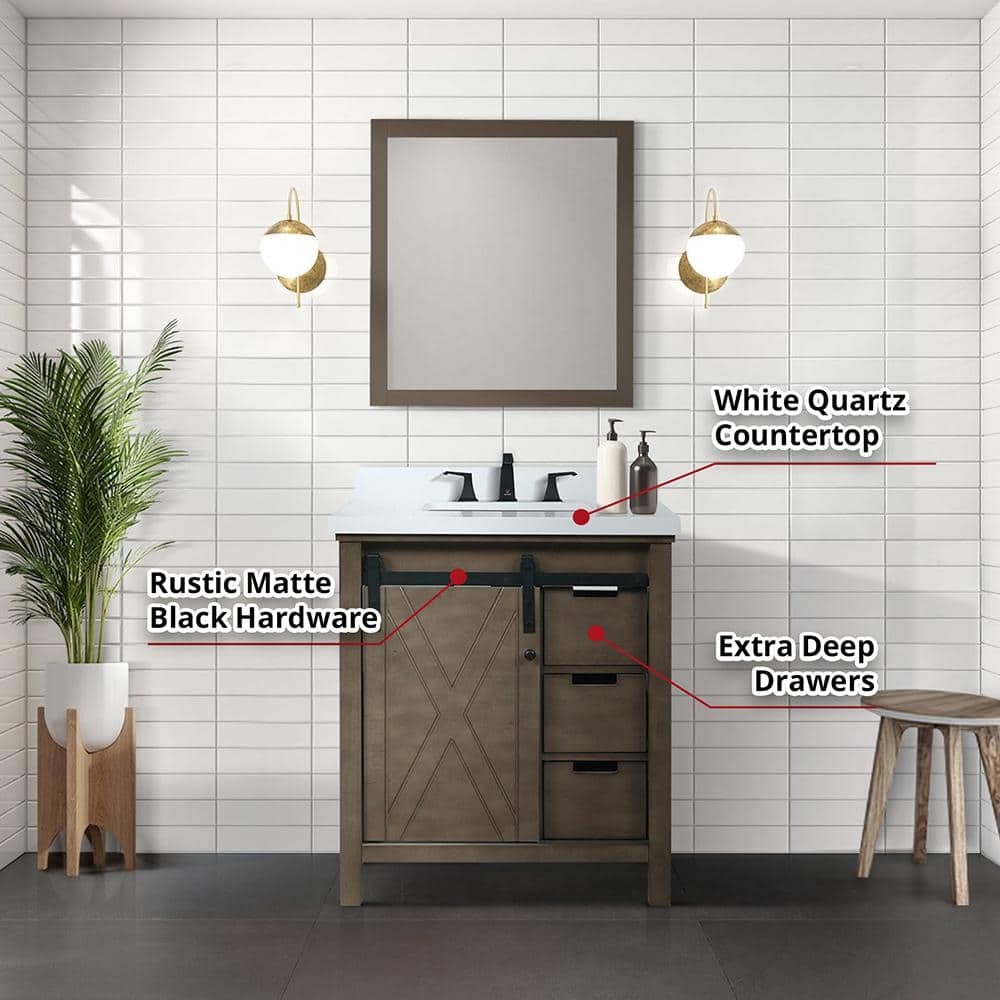 Marsyas 30" Rustic Brown Birch Freestanding Vanity Cabinet