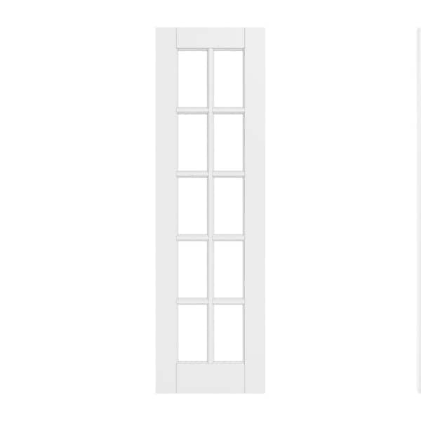 24 in. x 80 in. Solid Core 10-Lite Tempered Clear Glass White Primed MDF Interior Door Slab
