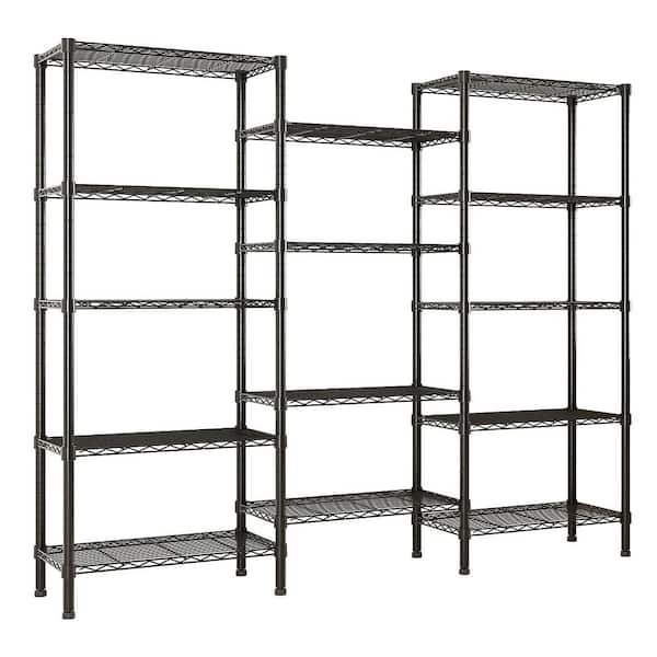 5 Tiers Steel Adjustable Garage Storage Shelving Unit in Black (62.6 in. W x 71 in. H x 13.8 in. D)