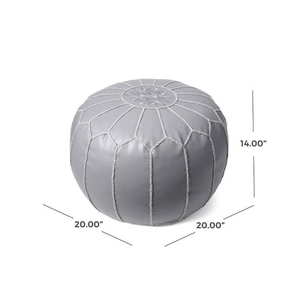 Pouf, Woven Wool Exterior, Gray - Moroccan Pouf - Revival™