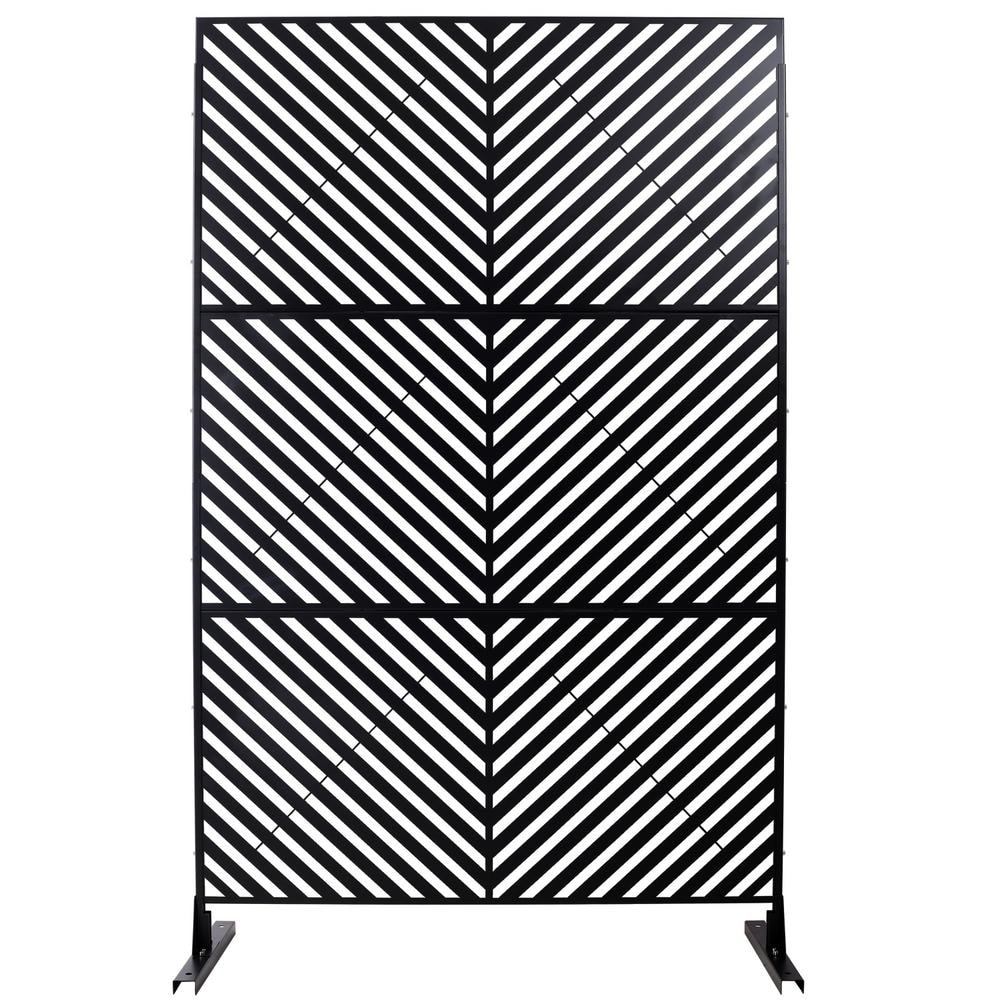 6.3 ft. x 4 ft. Black Steel Freestanding Flat Flat Top Decorative Privacy Screen Metal Fence Panel price history on PriceWatchPro