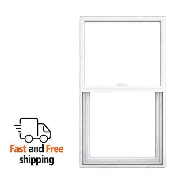 V-2500 28.25 in. x 54 in. White Vinyl Pocket Frame Single Hung Tilt Window with Low E, Argon, Screen, and No Grids