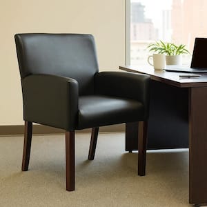 Benjara Anna Vinyl Upholstered Ergonomic Office Guest Chair in