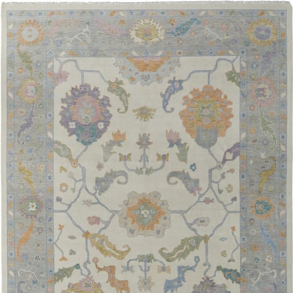Gray, Ivory, Orange Floral 4 ft. x 6 ft. Area Rug