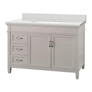 Ashburn 49 in. W x 22 in. D Vanity Cabinet in Gray with Engineered Marble Vanity Top in Snowstorm with White Basin